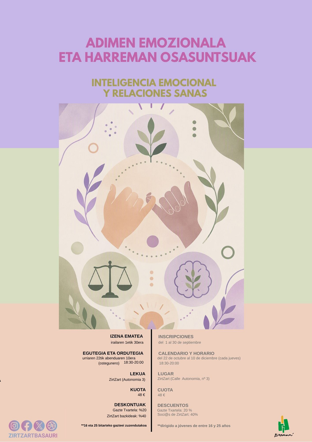 ZirtZart ofrece formación para jóvenes «Inteligencia emocional y relaciones saludables»
